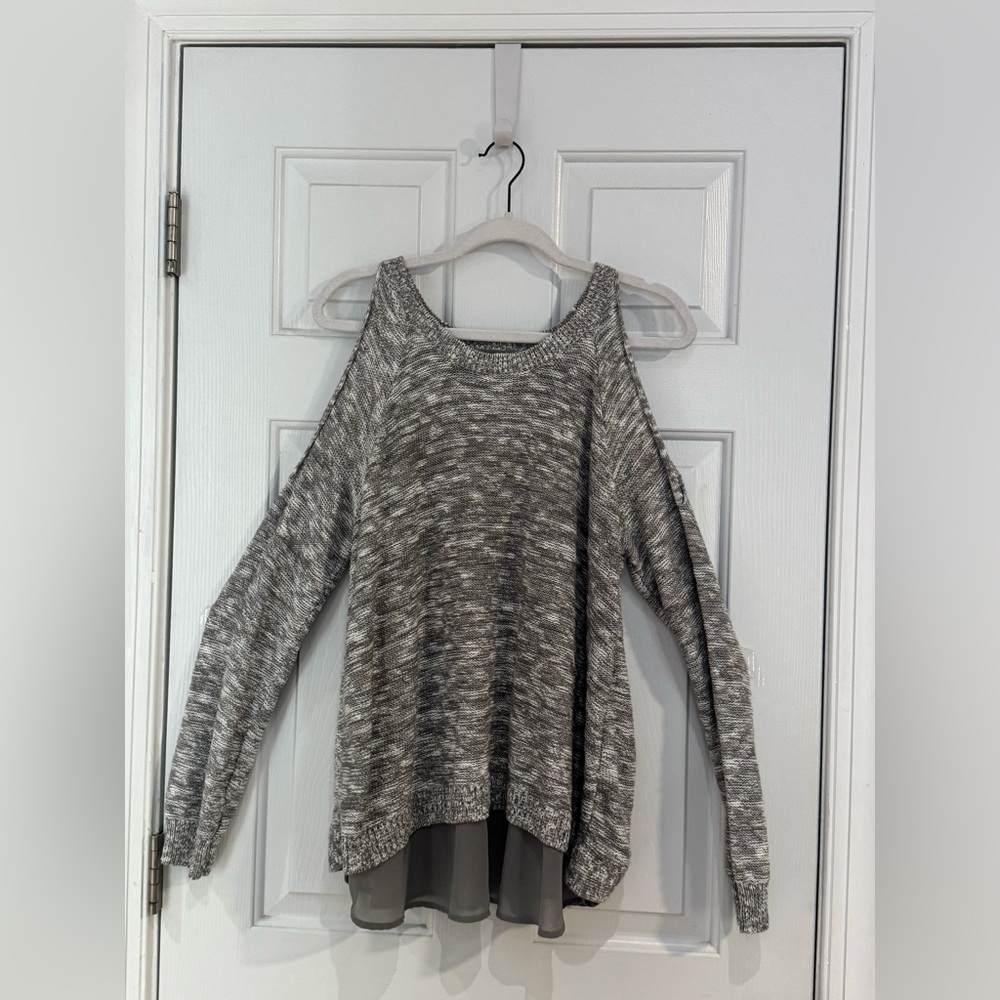Torrid Marled Gray Off-the-Shoulder Sweater Womens Size 00